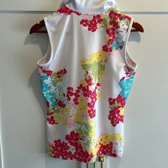 Izod Golf Sleeveless Polo Zip Floral Colorful Size Small - Picture 4 of 9